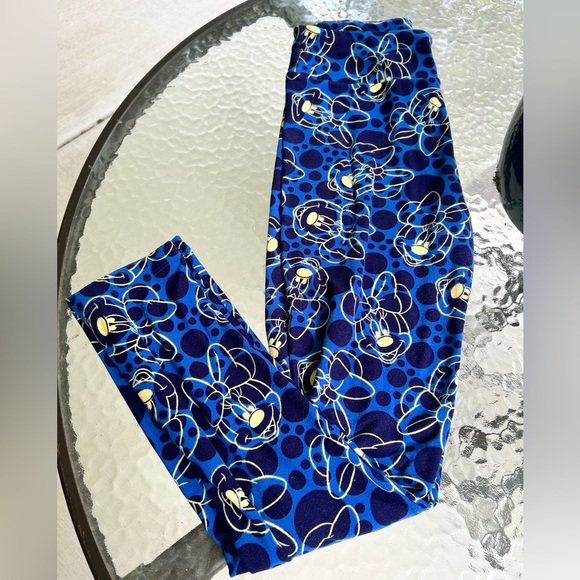 LuLaRoe- Disney Minnie Blue and Yellow Leggings - Picture 1 of 4